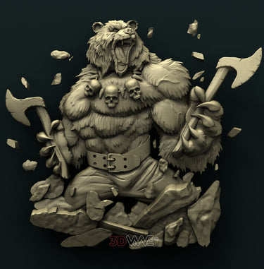 FIGHTING BEAR 3D STL 3DWave